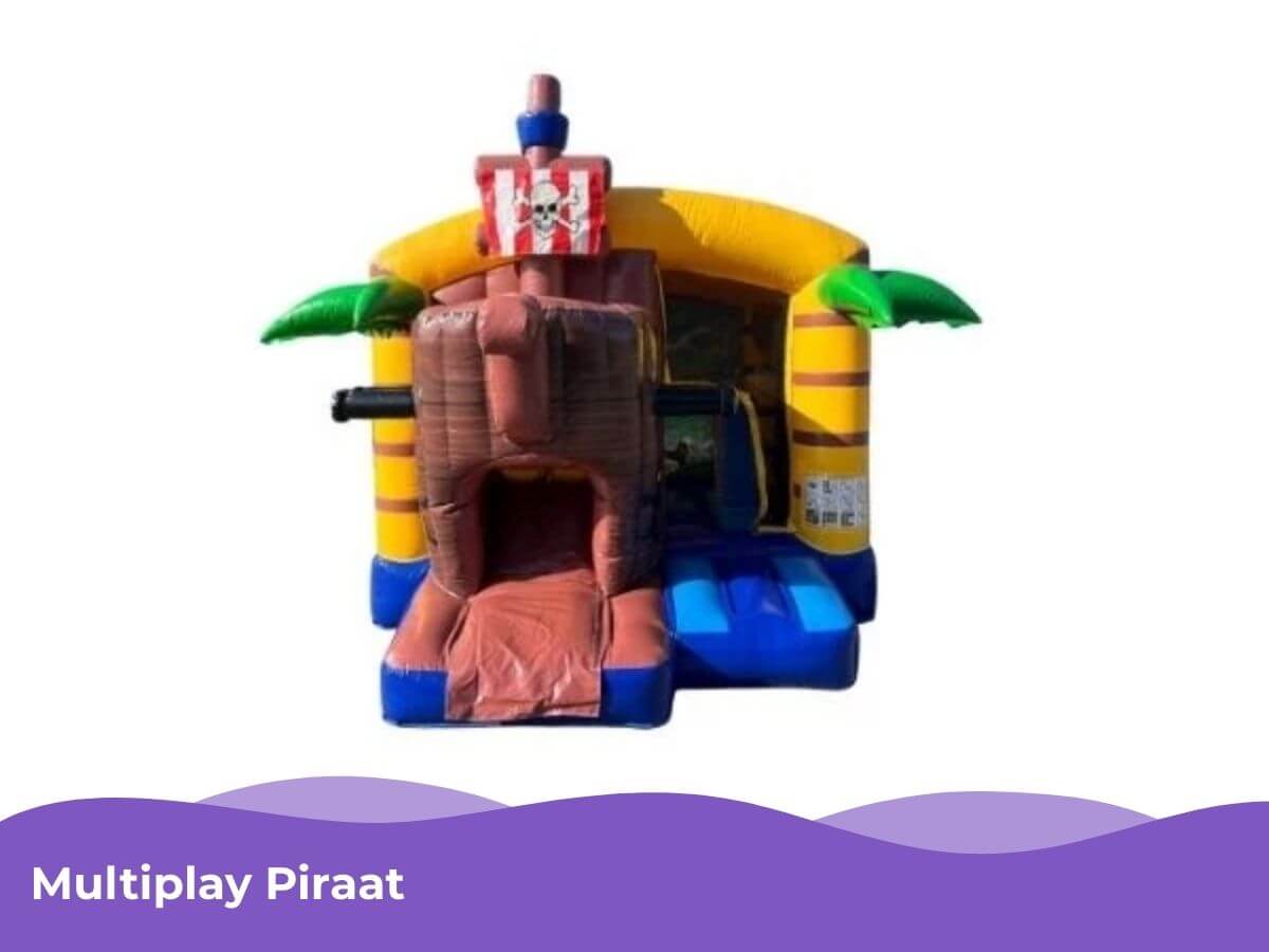 Multiplay Springkussen Piraat bij Mix Feestje – Kinderfeestje Westland Multiplay piraat springkussen met glijbaan bij een Mix Feestje kinderfeestje in Westland